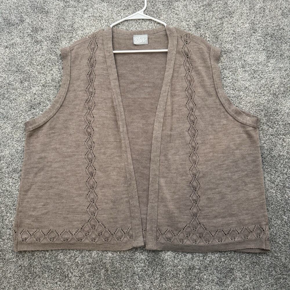 Vintage 80s Open Front Cardigan Sweater 4X Soft Knit Grandma Cozy Cottagecore